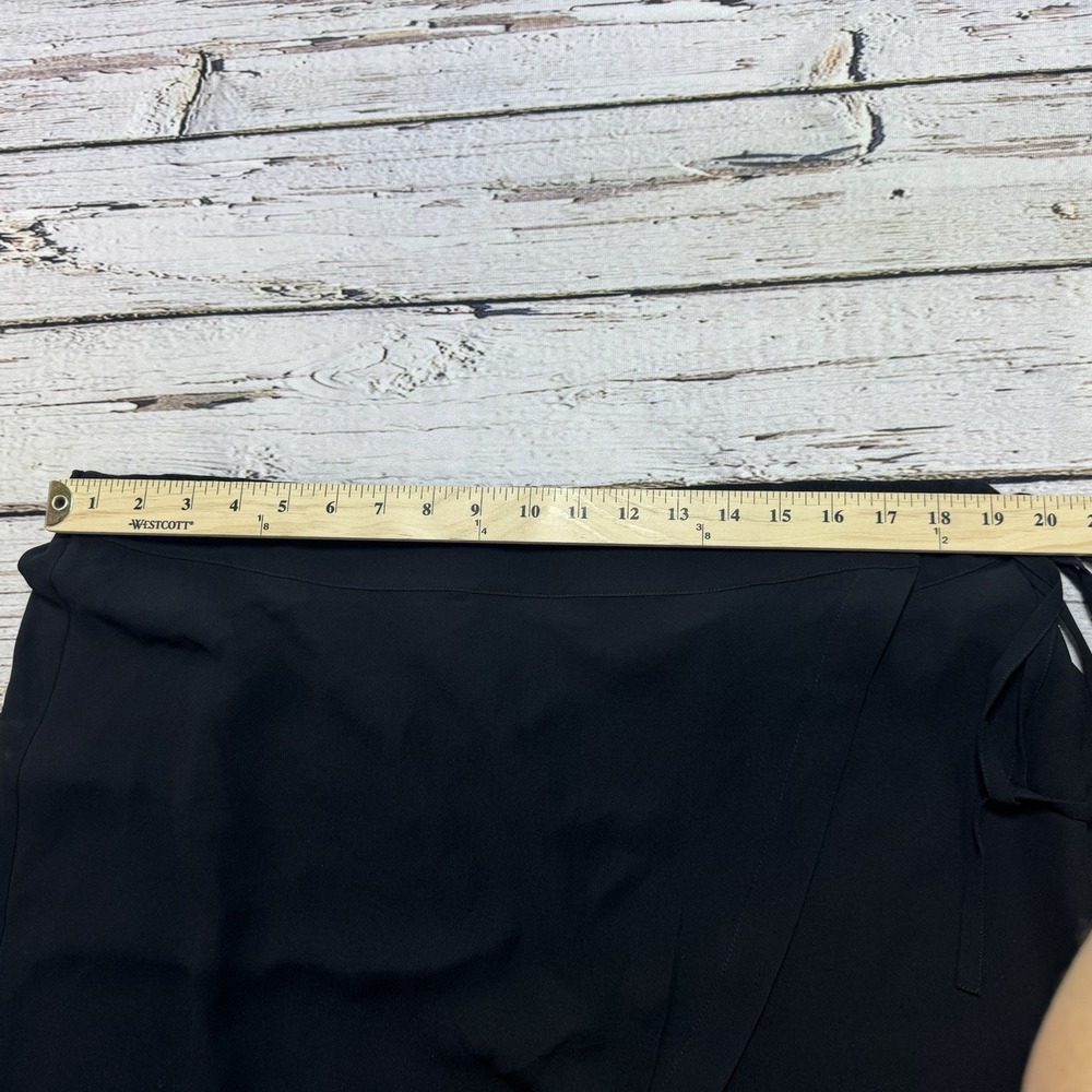 Eileen Fisher XL Wrap Front Black 100% Silk Crepe Wide Leg Cropped Pull On Pants - Picture 3 of 6